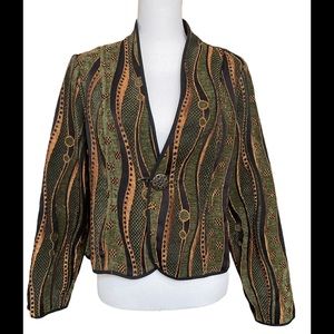 WOMEN’S REVERSIBLE PATTERNED LIGHT JACKET, SIZE MEDIUM